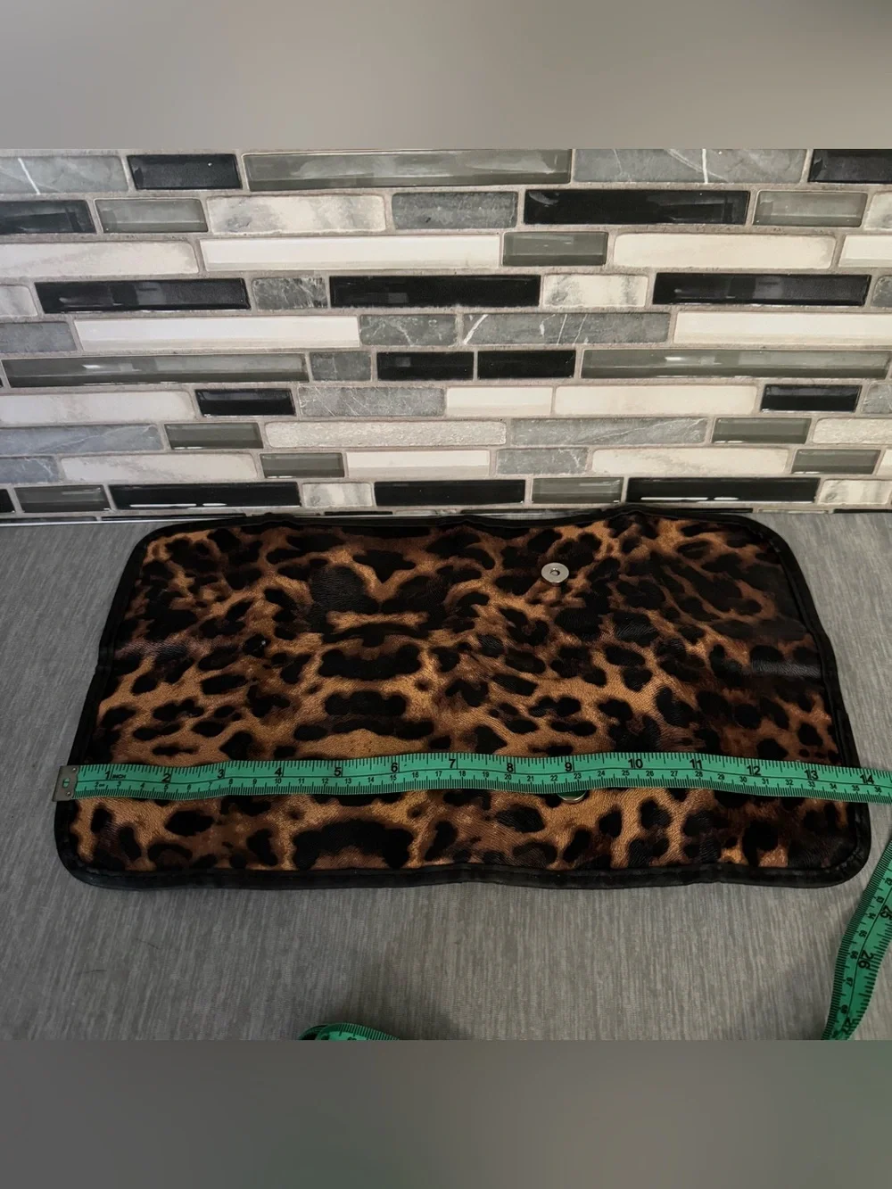 Leopard Print Travel Roll-Up Makeup Brush Organizer Case